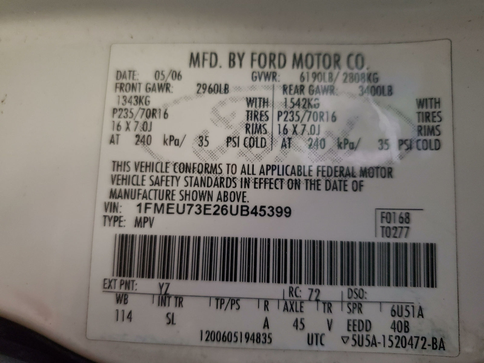 2006 07 08 09 10 Ford Explorer Front Frt Driver Left LH Axle Shaft 4wd 4X4