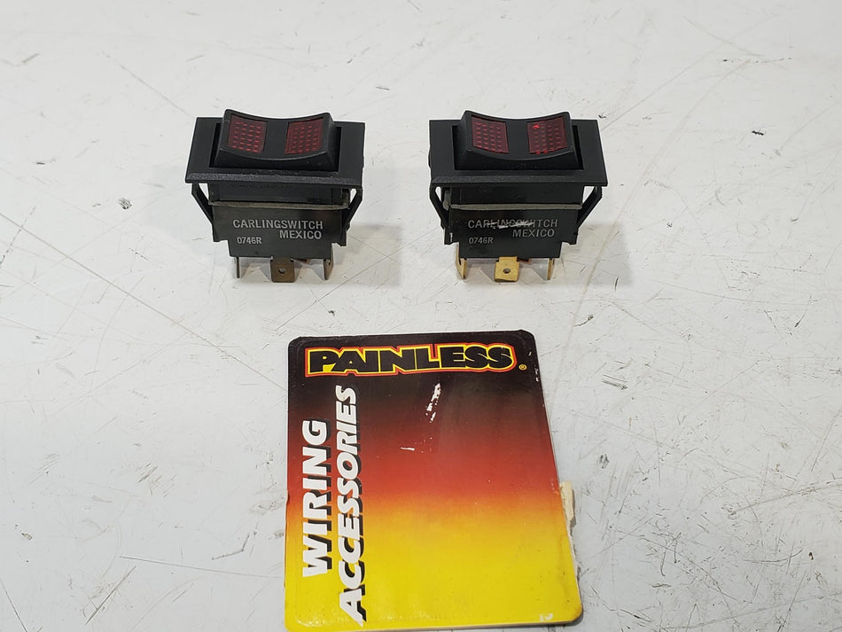 2 Painless Performance 80403 Replacement Rocker Switches Red Light 15 Amps
