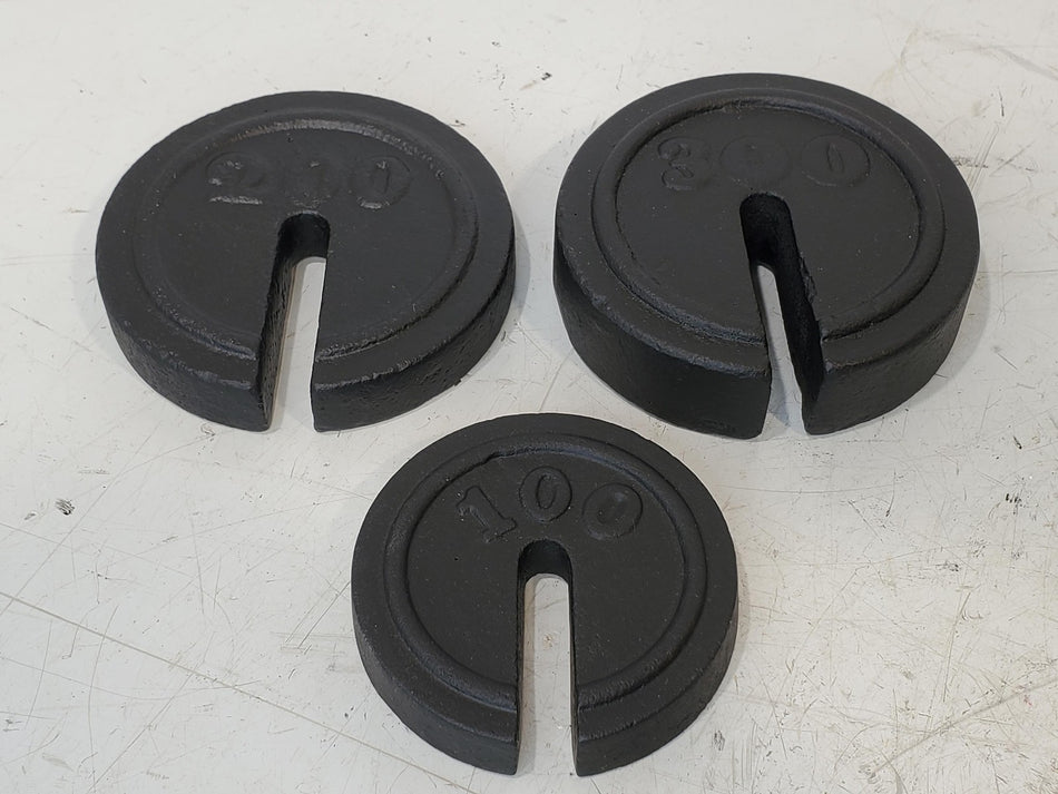 3 Vintage Cast Iron Platform Scale Round Slotted Balance Beam Weights Fairbanks?