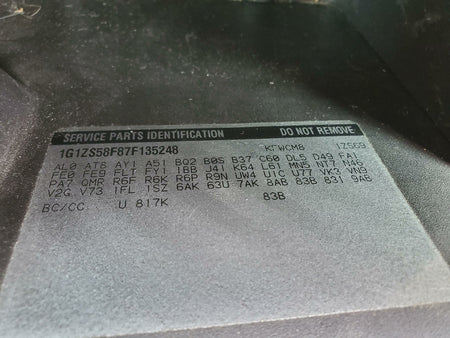 2007 08 Chevy Malibu LS Rear Left LH Outside Door Handle VIN Z 04 05 06