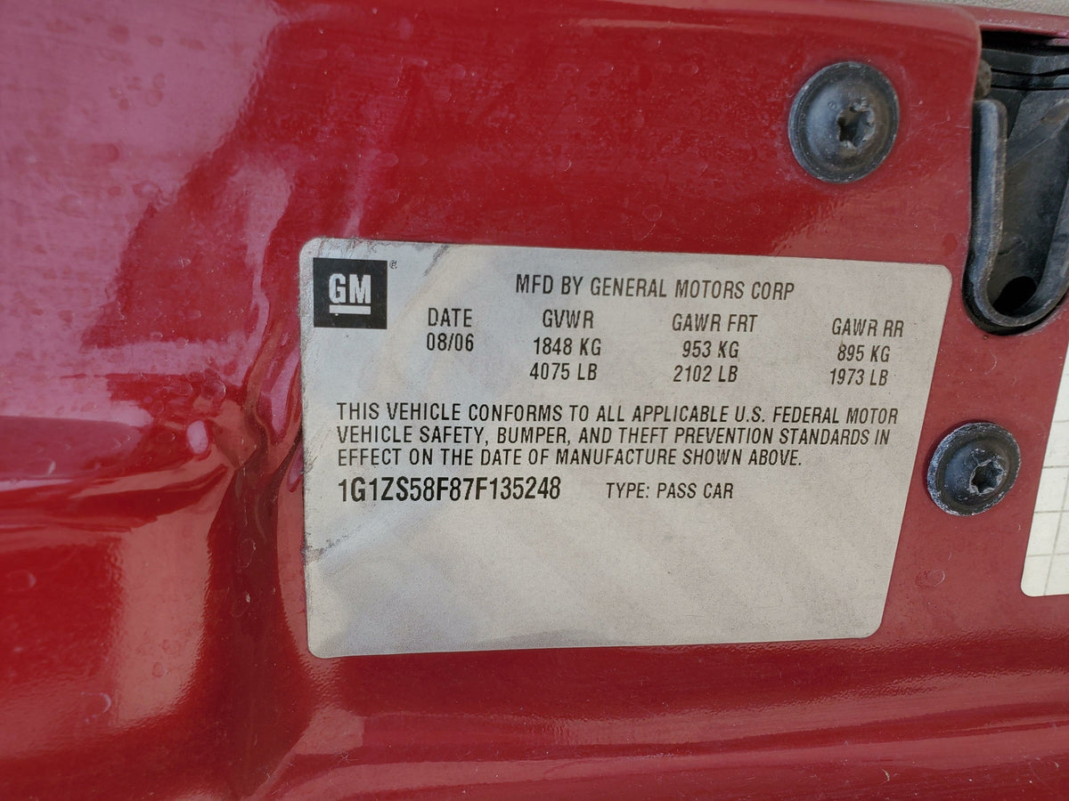 2007 08 Chevy Malibu LS Rear Left LH Outside Door Handle VIN Z 04 05 06
