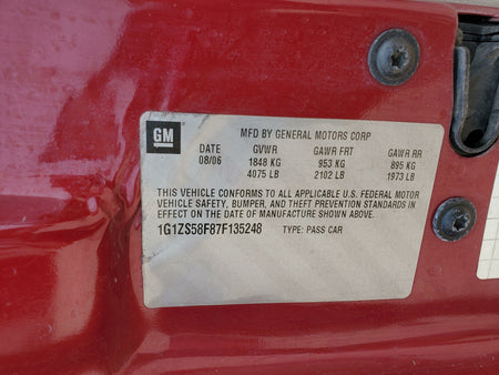 2007 08 Chevy Malibu LS Rear Left LH Outside Door Handle VIN Z 04 05 06