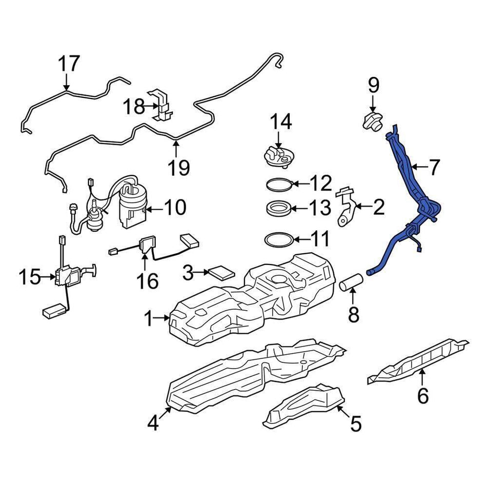 2006-2013 Land Rover Range Rover Sport Fuel Filler Neck (#7 in diagram OEM