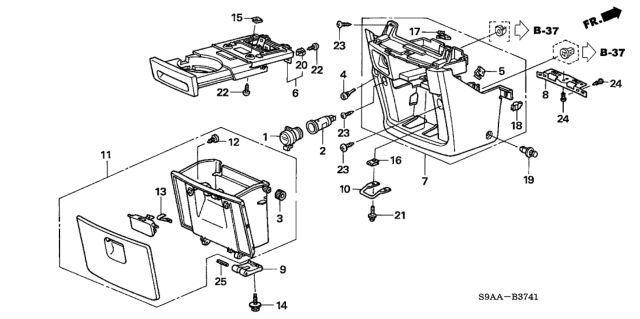 2002-2006 Honda CRV Front Underdash Console with cup holder (AT)(graphite black