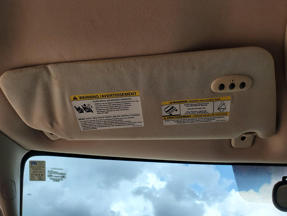 2004-2008 LeftLHSunVisorTrimCodeKWCrewCabilluminationgarage door open Ford F150