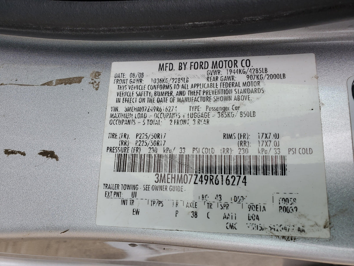 2006-2011 Mercury Milan 2006-2012 Ford Fusion Rear LH Door Latch Assembly